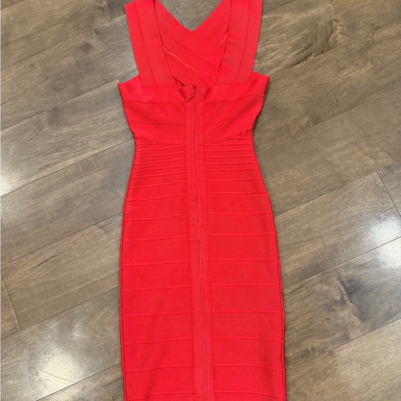 Herve Leger Vibrant Red Strapless Dress XS - Picture 1 of 4